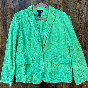 🦋 Women’s Denim & Co Lime Green Blazer Jacket XL